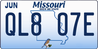 MO license plate QL8O7E