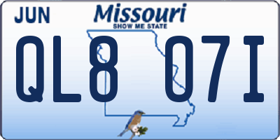MO license plate QL8O7I