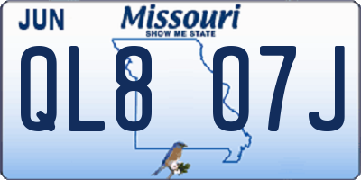 MO license plate QL8O7J