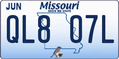 MO license plate QL8O7L