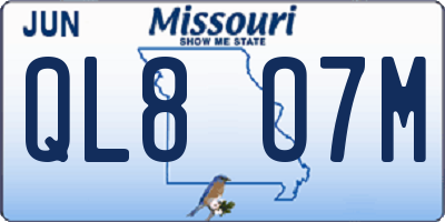 MO license plate QL8O7M