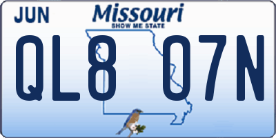 MO license plate QL8O7N