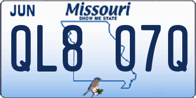 MO license plate QL8O7Q
