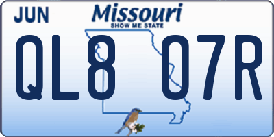 MO license plate QL8O7R