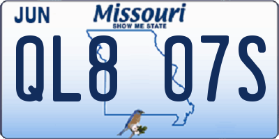 MO license plate QL8O7S