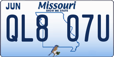 MO license plate QL8O7U