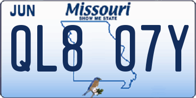 MO license plate QL8O7Y