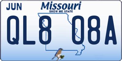 MO license plate QL8O8A