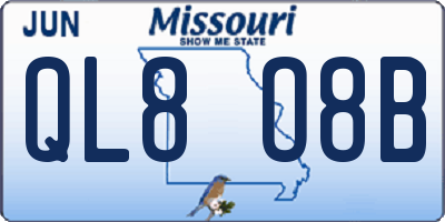 MO license plate QL8O8B