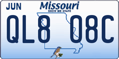 MO license plate QL8O8C