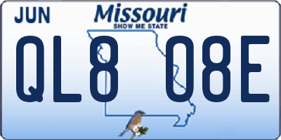 MO license plate QL8O8E