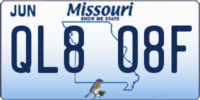 MO license plate QL8O8F