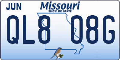 MO license plate QL8O8G