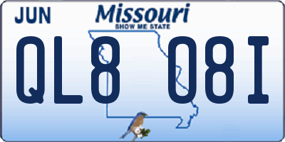 MO license plate QL8O8I