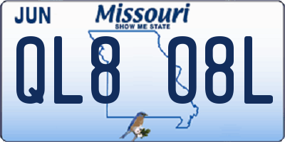 MO license plate QL8O8L