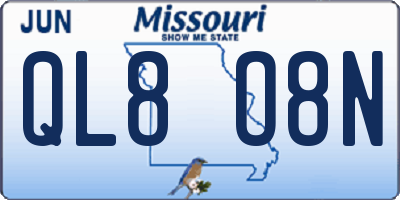 MO license plate QL8O8N