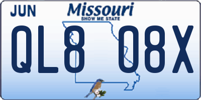 MO license plate QL8O8X