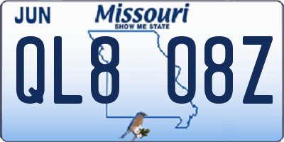 MO license plate QL8O8Z