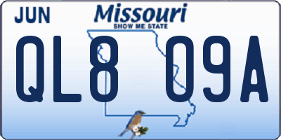 MO license plate QL8O9A