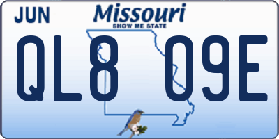 MO license plate QL8O9E