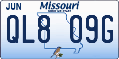 MO license plate QL8O9G