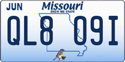 MO license plate QL8O9I