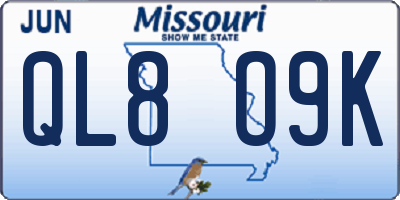 MO license plate QL8O9K