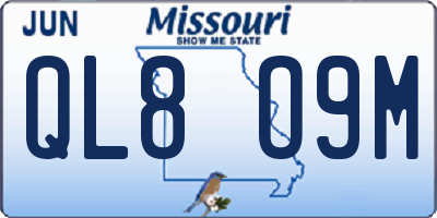 MO license plate QL8O9M