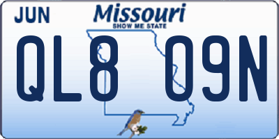 MO license plate QL8O9N
