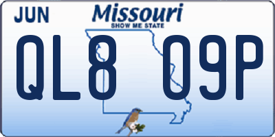 MO license plate QL8O9P