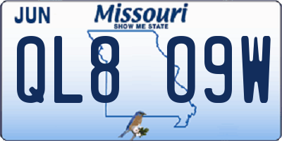 MO license plate QL8O9W