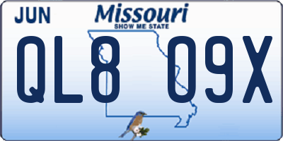 MO license plate QL8O9X