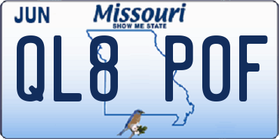 MO license plate QL8P0F