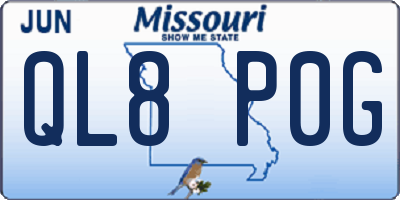 MO license plate QL8P0G