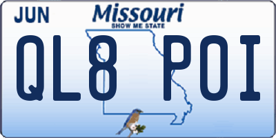 MO license plate QL8P0I