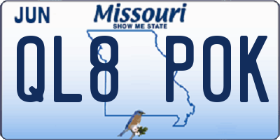 MO license plate QL8P0K