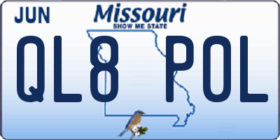 MO license plate QL8P0L