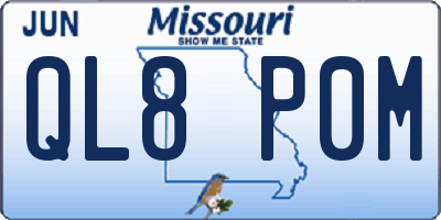 MO license plate QL8P0M