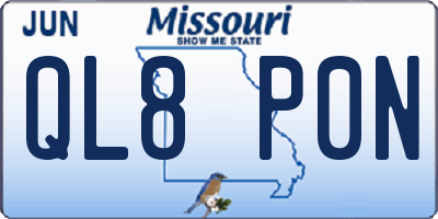 MO license plate QL8P0N
