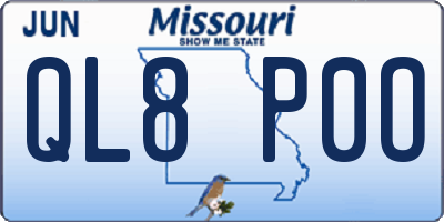 MO license plate QL8P0O