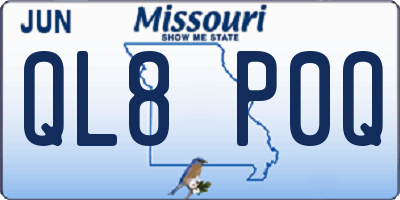 MO license plate QL8P0Q