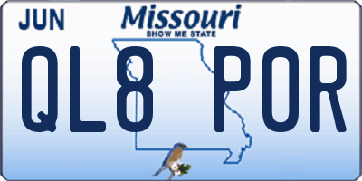 MO license plate QL8P0R