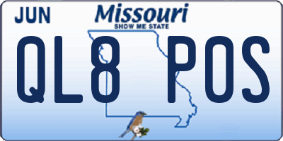 MO license plate QL8P0S