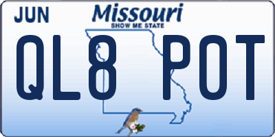 MO license plate QL8P0T