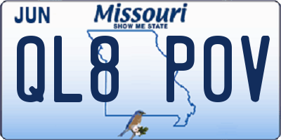 MO license plate QL8P0V