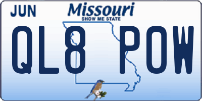 MO license plate QL8P0W