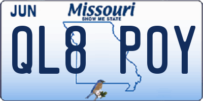 MO license plate QL8P0Y