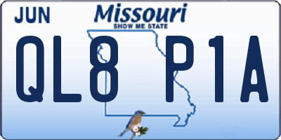 MO license plate QL8P1A