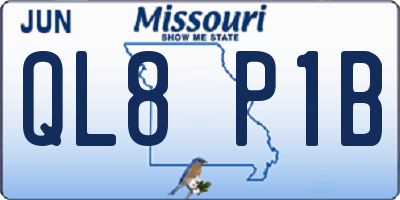 MO license plate QL8P1B