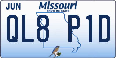 MO license plate QL8P1D